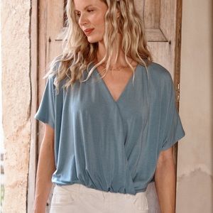 Garnet Hill | Leigh Comfort Knit Top | XL | Blue River / Dusty Blue